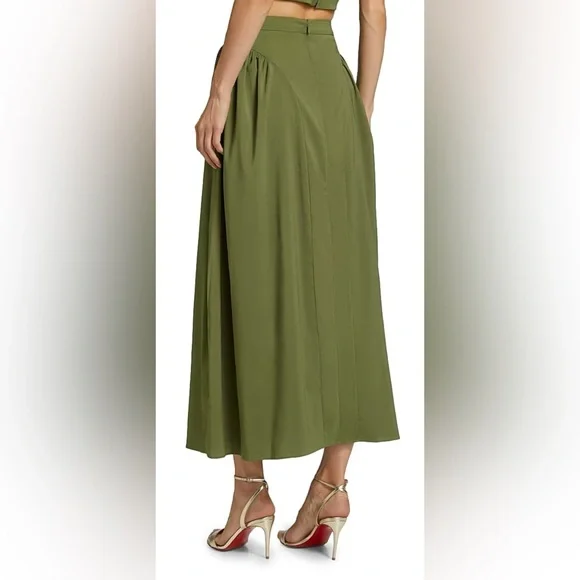 Seraphine Satin Maxi Skirt & Top - MossAZEEZA